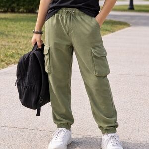 Aeropostale Kids Olive Green Cargo Jogger Pants M Athleisure Utility Streetwear